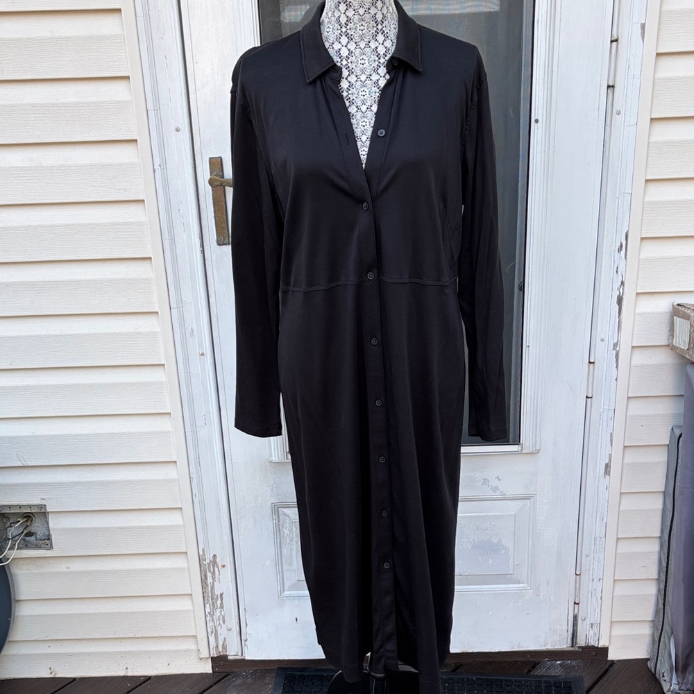 Everlane Classic Black Long Sleeve Cotton Shirt Dress-XL